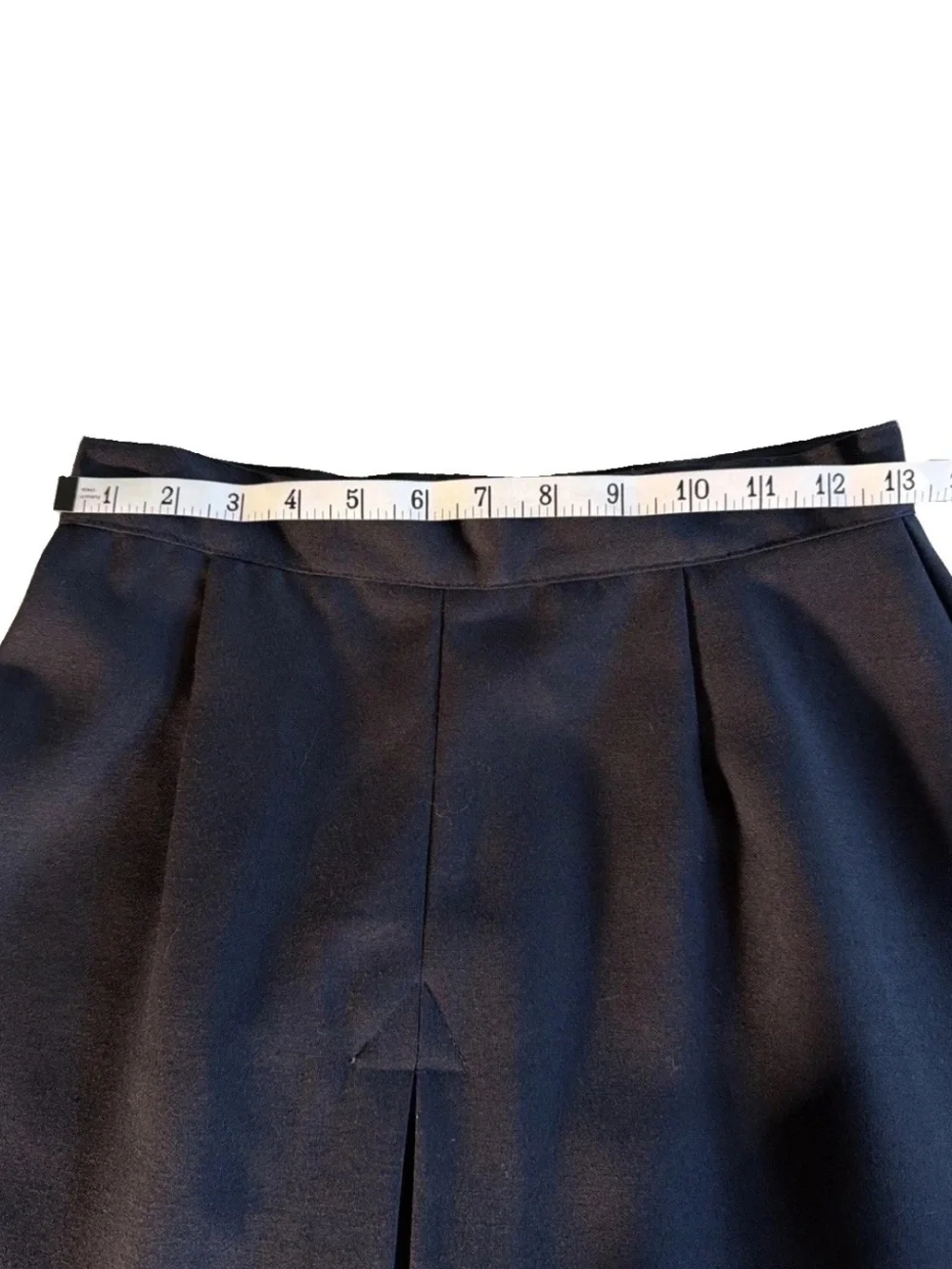 Vtg 80s Claude Women's Black Pleated Knee Length Skirt Size Small Button Detail